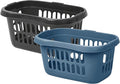 High Grade Plastic Large 60L Hipster Laundry Basket Hamper Clothes Washing Bedding Linen Storage Basket (Midnight Navy + Midnight Black)