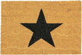 Nicola Spring Non-Slip Coir Door Mat - 60 x 90cm - Black Star - PVC Backed Welcome Mats Doormats