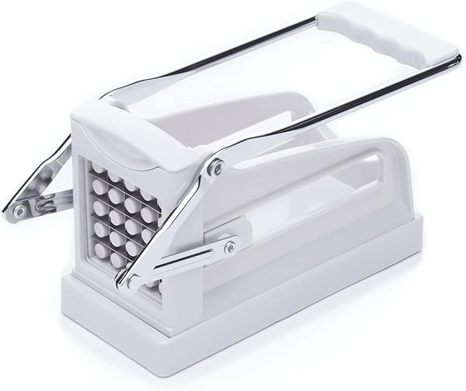 KitchenCraft Potato Chipper, Professional Chip Cutter, Plastic and Stainless Steel, 23.5 x 1.5 x 12 cm, White