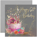 Special 60th Birthday Card for Women - Sixty Female Birthday Card - Pink Birthday Cake Sparkles and Butterflies Card - For Sister, Mum, Friend, Aunt | Blank Inside