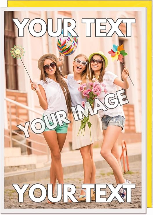 AK Giftshop Personalised Fun Birthday Card Custom With Your Text Photo Image/s