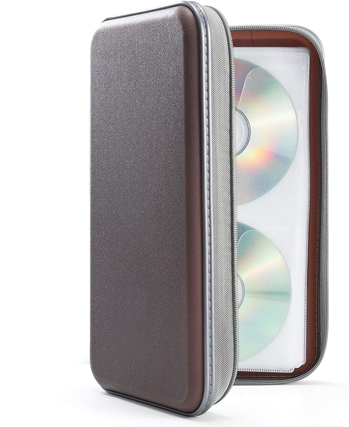 UENTIP 48 Capacity CD Case Portable Hard Plastic DVD Case CD Organizer Wallet Protective DVD Storage, 96, Classic