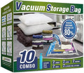Vacuum Storage Bags for Clothes, 10 Pack Vacuum Bags, Space Saver Bags for Clothes, Duvets and Pillows, Hand Pump Included (Combo)