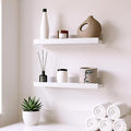 GEEZY White Floating Shelves for Wall, Set of 2 - Modern Seamless Mounting, Easy Install Picture Ledge Display Shelf for Decor, Collectibles - Home, Bedroom, Bathroom, Office, 30x10x5cm