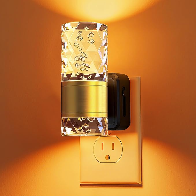 Night Light Plug in Wall with Dusk to Dawn Sensor, Adjustable 100LM Brightness & 3000K Warm White Light, Automatic Plug in Night Light for Bedroom, Hallway, Stairs, Bathroom, Toddler, 1 Pack[Energy Class D]