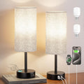Aooshine Bedside Lamps Set of 2, 3 Way Dimmable Bedside Lamp for Bedrooms with Grey Shade(Bulbs Included)