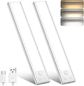OUILA Under Cabinet Kitchen Lights, 64 LED [2 Pack] 3 Color Stepless Dimming Motion Sensor Lights Indoor, 1000mAh USB-C Rechargeable LED Lights for Cupboard, Kitchen[Energy Class A]