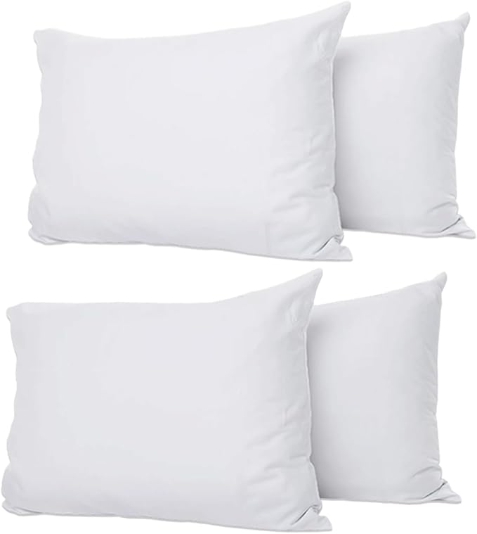Pillow Cases 4 Pack White, Soft & Breathable 100% Brushed Microfiber Pillowcase. Anti-Allergic & Machine Washable with Secure Envelope Closure, Multicolor, UK Size 50 × 75 cm