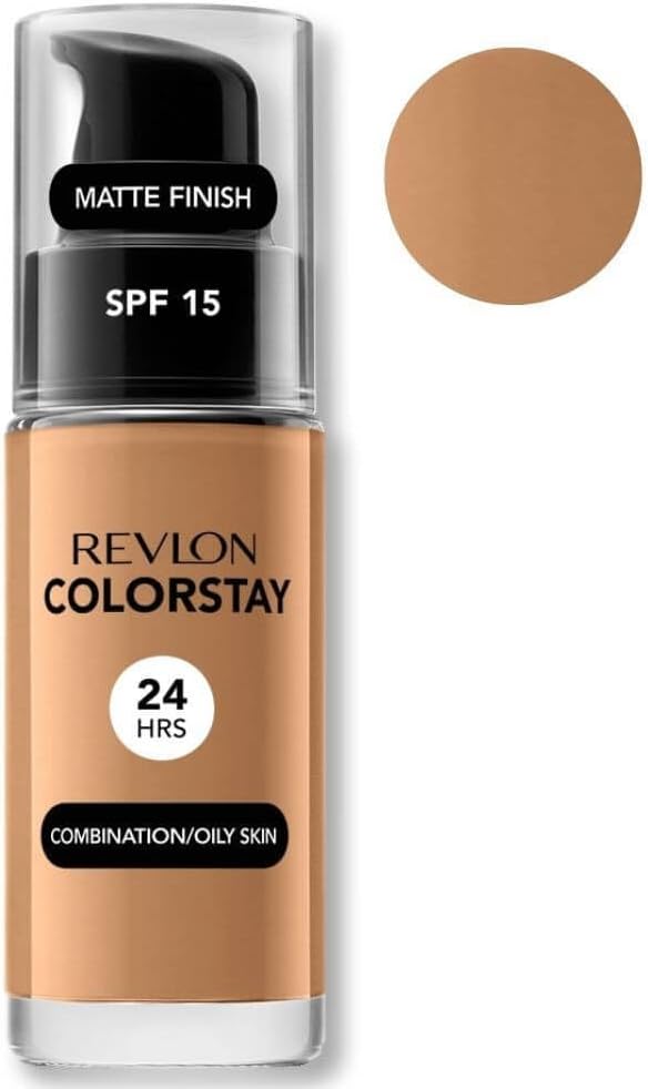 Revlon Colorstay Liquid Foundation Makeup Combination/Oily Skin SPF 15, Longwear Medium-Full Coverage With Matte Finish, Caramel (400), 30 Ml