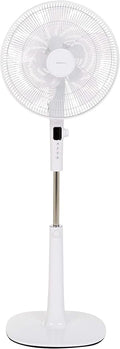 Amazon Basics Height & Tilt Angle Adjustable Oscillating Digital Dual 5-Blade 12-Speed Standing Pedestal Fan with Remote Control, White