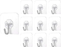 Self Adhesive Hooks 10 Pieces, Heavy Duty (22lb Max) Door Wall Stick on Hooks for Kitchen, Bathroom, Office, Closet, Hanging Coat Cloth Towel Key Decorations, Transparent