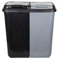 90L Kitchen Bin - Dual Compartment Rubbish & Recycling - Plastic Laundry Basket, Black&Silver