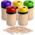 Toothpicks Wooden Toothpicks Cocktail Sticks Teeth Cleaner Wood Tooth Sticks with Storage Holder Double Sided Teeth Picks Appetizers Pickup Fruits Cherry Cheese Toothpicks with Dispensers (Pack of 5)