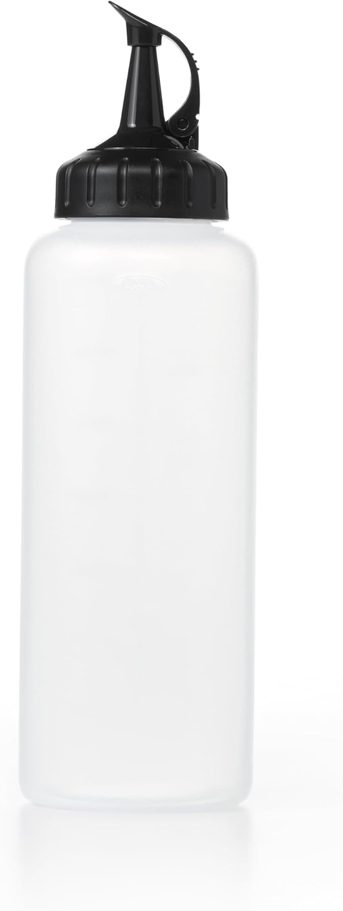 OXO Good Grips Chef’s Squeeze Bottle – Medium – Precision Pouring for Oil, Dressings & Condiments – Interchangeable Lids – Attached Cap for One-Handed Use – Measurement Markings