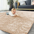 Homaxy Fluffy Shaggy Rugs Living Room, Large Anti Slip Carpet, Machine Washable Soft Thick Pile Bedside Rug for Kids Bedroom, Nursery - Beige, 120 x 160 cm