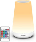 Auxmir LED Touch Night Light, 2500mAh Rechargeable LED Bedside Table Lamp with RGB Color Changing, Dimmable Brightness, Remote Control, Portable Lamp for Bedroom, Living Room, White[Energy Class F]