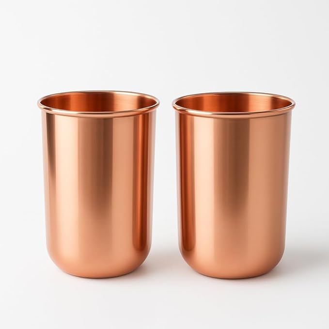 Pure Copper Tumblers for Drinking - Ayurvedic Health Pure Copper Cups – 2 pcs. Set - 300 ml.