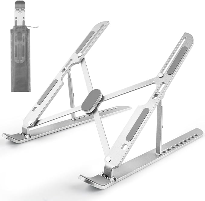 Laptop Stand for Desk Adjustable, Folding Tablet Stand Aluminum Portable Laptop Riser for Desk, Foldable Computer Stand Laptop Holder for Notebook PC