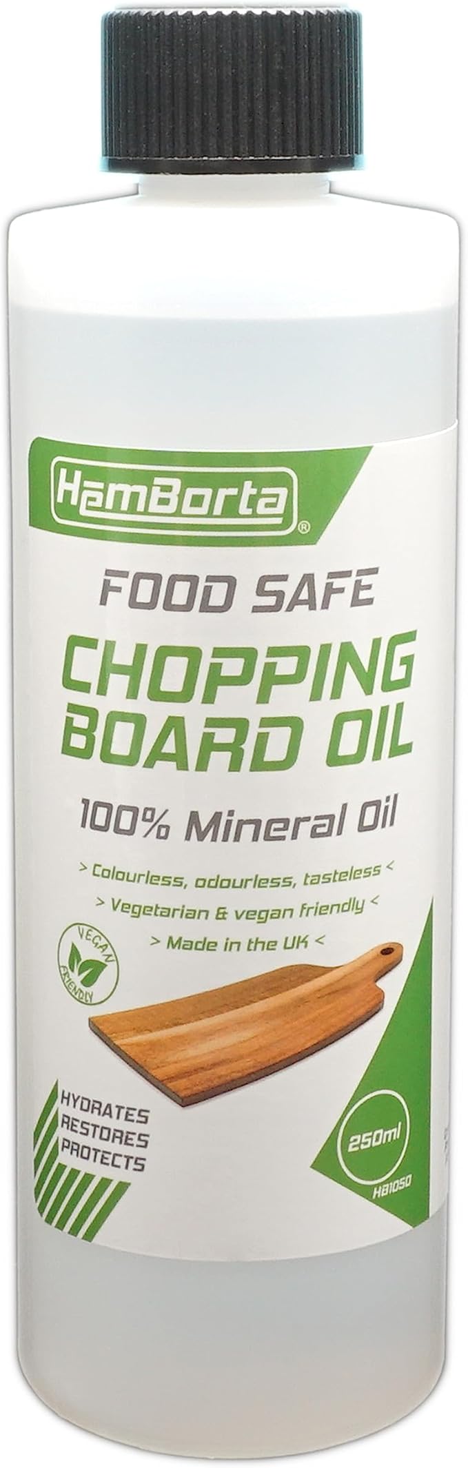 Chopping Board Oil 100% Mineral Oil 250ml Food Grade Mineral Oil, Chopping Board Oil, Butcher Block Oil, Food Safe Wood Oil for Boards Butcher Blocks & Wooden Bowls Vegan Friendly (250ml)