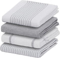 Olivia Rocco 4 Pack Tea Towel Kitchen Tea Towels Cotton Absorbent Long Lasting Catering Bar Dish Towel Cloth, Silver
