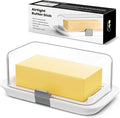 Pisol Large Butter Dish for 250g and 500g Butter, Airtight Butter Keeper with Lid Fit a Full Pound Block of Butter, Locking Butter Container for Countertop, Cat/Dog Proof, White