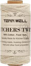 Tenn Well Butchers String, 3Ply 100m Strong Cotton Kitchen Twine Food Safe Oven Cooking String for Meat Trussing Tying, Chicken Roasting and Sausage Making (Beige)