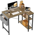 BEXEVUE L Shaped Corner Desk - 100x70 cm Study Office Gaming Desk, Computer Desk Small Writing Table, Large Reversible Storage Shelves, Bookshelf Workstation for Study Play Work Home Office, Grey