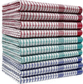 Pack of 10 Heavy Duty (80gm/pc) Checked Cotton Kitchen Tea Towels - Absorbent - Durable & Long Lasting – Professional Grade - Lint Free – Fade Resistant – Bar, Catering, Restaurant Cloth