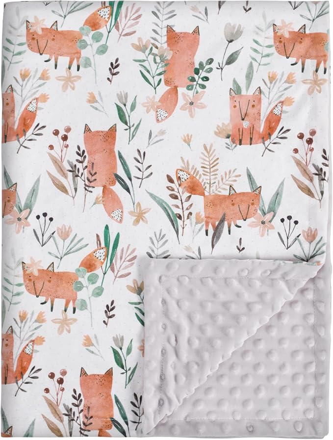 Soarwg Kids Baby Blanket Newborn Gifts, Soft Plush Blankets with Dotted Backing, Oeko-tex100, Essentials for Unisex, Toddlers, Boys Girls 75x100cm (Little Fox)