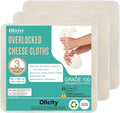 Olicity Cheese Cloths for Straining 50x50cm - 3 Pack Unbleached Fine Weave Muslin Cloths for Cooking | Reusable Overlocked Cheesecloth for Straining Liquids, Making Jam & Bread | Cotton Cloth Strainer