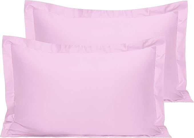 NTBAY 2 Pack 500 Thread Count 100% Egyptian Cotton Oxford Pillowcases, Super Soft and Breathable Euro Standard Pillow Cases | Hotel Quality Pillow Shams, 50x75 cm, Pink