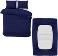 MOONLIGHT20015 Double Bedding Set 4 Piece Duvet Cover Fitted Sheet with Pillow cases Soft Brushed Microfiber Duvet Cover sets Navy