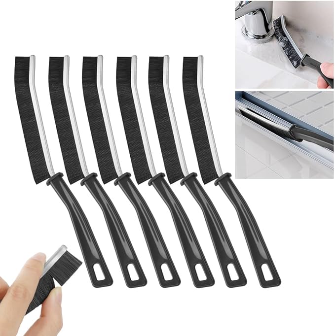 Vicloon Crevice Cleaning Brush, Gaps Cleaning Brushs, Bathroom Cleaning Brush, Window Groove Cleaning Brushs, Crevice Cleaning Tools, Dead Corners Multifunctional Brushes for Home Kitchen (Black-6pcs)