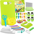 Toddler Knife Set, 25 Pcs Kids Knife Set for Chopping,Toddler Safe Plastic Knife/Serrated Edges/Cutting Board/Fruit Cutters/Sandwich Cutter Kids Kitchen Set for Real Cooking