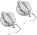 2pcs Stainless Steel Tea Strainer Infuser Balls Mesh Tea Filter with Extended Chain Hook (4.5cm)