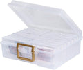 novelinks Photo Case 4" x 6" Photo Box Storage - 16 Inner Photo Keeper Photo Organizer Cases Photos Storage Containers Box for Photos (Clear-Gold Handle)