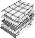 Elfranso Cotton Kitchen Tea Towels - Pack of 5, Absorbent, 70 x 50 cm (Grey)