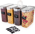 nuovva Cereal Storage Containers – 4Pcs Set Plastic Food Storage Containers – Practical Cereal Dispenser – Food Grade and BPA Free – Durable and Easy to Use – Ideal for Cornflakes, Flour Storage
