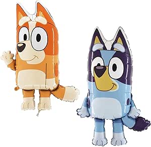 Toyland® Pack Of 2-81cm (32") Bluey Foil Balloons - 1 x Bluey & 1 x Bingo Shaped Character Foil Balloons