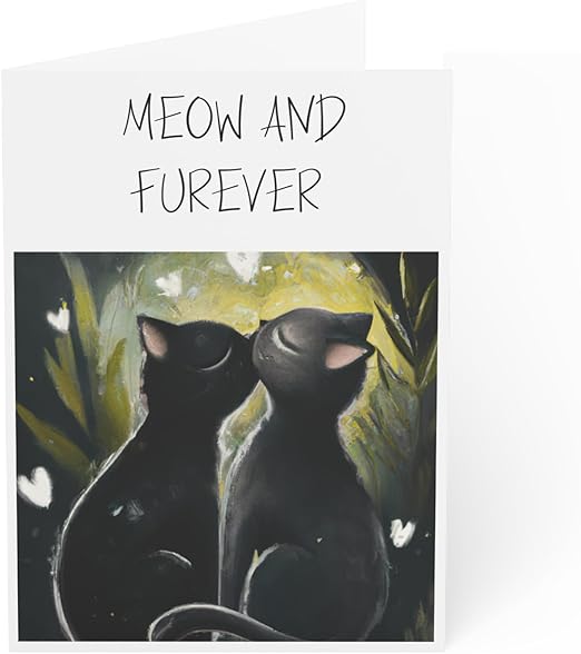 Valentine's Day Greeting Card - Cute Cat Themed Anniversary Greeting Card - Two Black Cats in Love