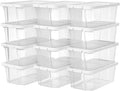 SONGMICS Set of 12 Shoe boxes Storage boxes for shoes Shoe storage box Transparent With plastic lid for shoes up to size 41 LSP12WT