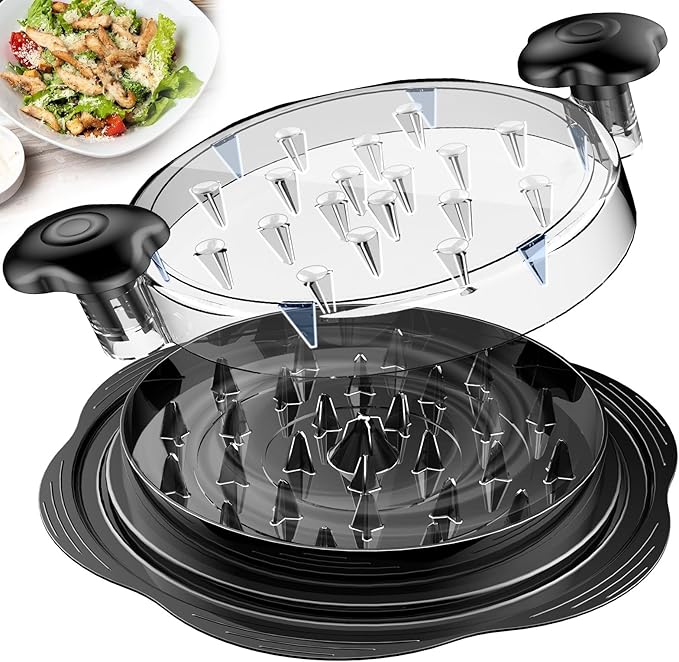 Chicken Shredder Large Chicken Breast Shredder Tool Twist with Brush and Fork, Visible Meat Shredder Machine, Anti-Slip Strip, Ergonomic Handle, BPA Free, Pork Beef Chicken(Black)