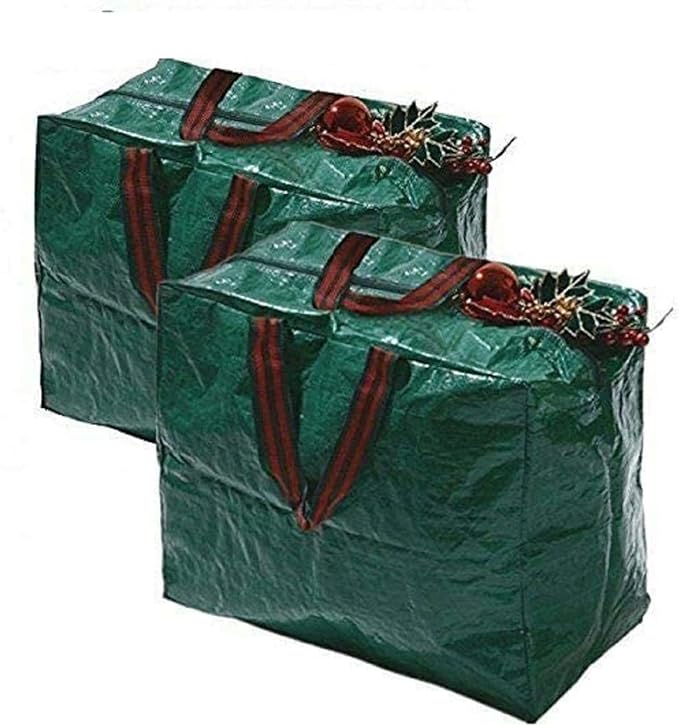 Ram® 2 X Large Christmas Decoration Storage Bags Tinsel Baubles Xmas Decor Zipped Storage Bags[Energy Class A]