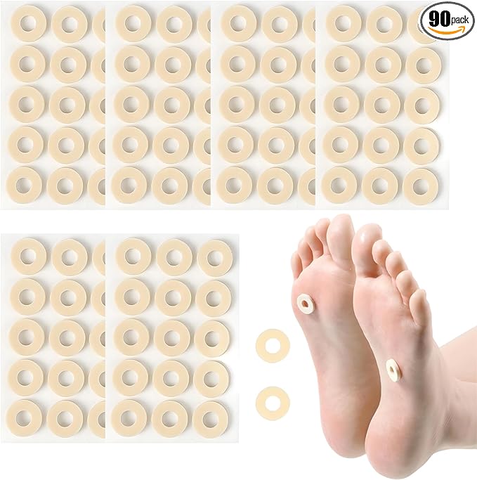 90 Pcs Corn Cushions, Soft Latex Foam Self Adhesive Callus Pads, Anti Friction Corn Pads Cushions Toe and Foot Protectors Reduce Foot and Heel Pain