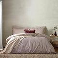 furn. Yard Hebden Mélange Stripe Cotton Duvet Set – Ultra Soft Reversible Striped Bedding (Beetroot – Super King)