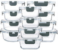 MCIRCO 24-Piece Glass Food Storage Containers with Snap Locking Lids, Glass Meal Prep Containers Set, Airtight Lunch Containers, Microwave, Oven,Freezer and Dishwasher Friendly