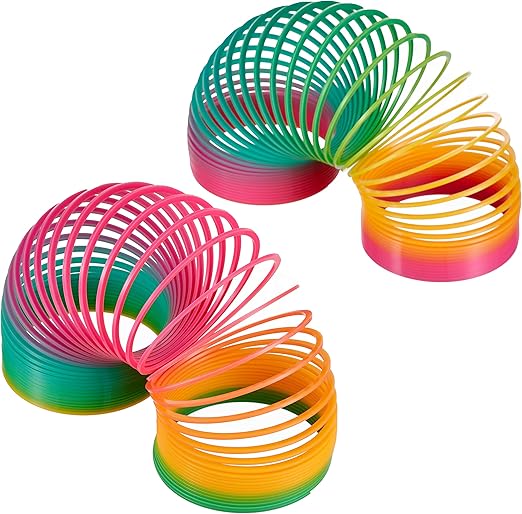 THE TWIDDLERS 2 Large Rainbow Spring Gift Toys for Boys & Girls, Classic Slinky Party Favours - 10 x 10cm