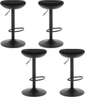 WOLTU Swivel Bar Stools Set of 4, Breathable Fabric Breakfast Barstools with Footrest for Kitchen, Backless, Black