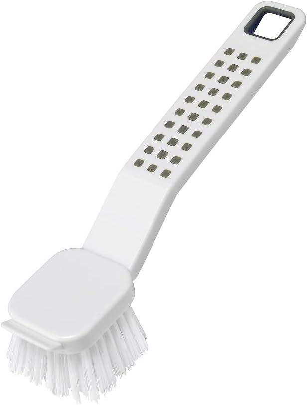 Addis Premium Soft Grip Washing Up Dish Brush With Scraper in White and Grey