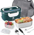 3-in-1 Electric Lunch Box 80W, 1.5L Leakproof Food Warmer for Car/Office/Travel, 12V/24V/110V/220V with Stainless Steel Container & Carry Bag[Energy Class A+++]